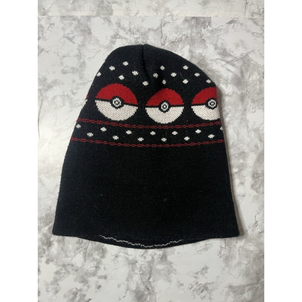 Pokemon Pokeball Knit beanie Hat Black Red And White Winter Cap Nintendo Anime
